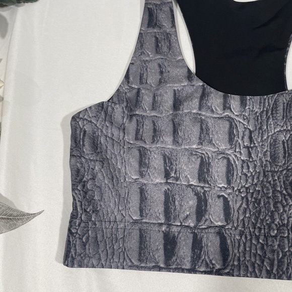 NWT‎ TEREZ [ Small ] Croc Noir Racerback Sports Bra in Grey - Picture 5 of 12